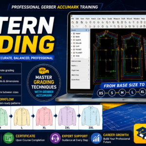 Professional Pattern Grading using Gerber AccuMark CAD software for accurate garment size grading.