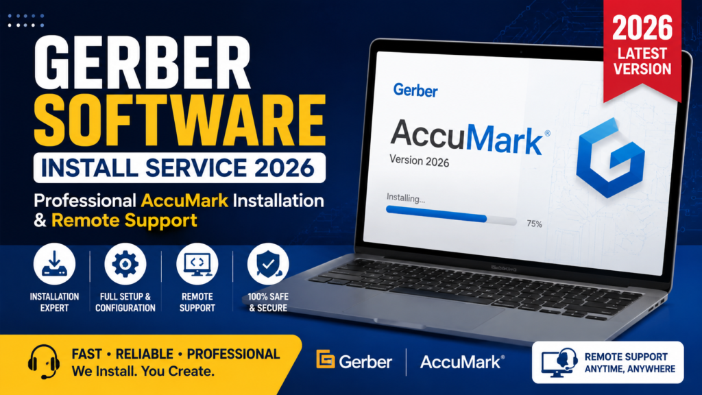 Gerber Software Installation service with Gerber AccuMark setup, configuration, licensing, and professional CAD support.